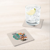 レトロおもしろいハウスマイドピアアップガールアート スクエアペーパーコースター (インサイチュ)