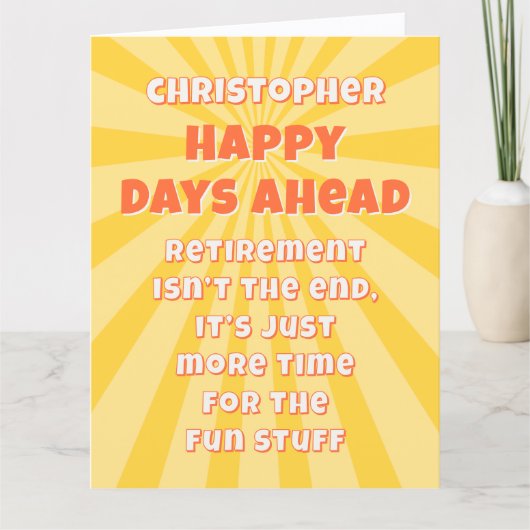 レトロおもしろいハッピー日前大退職金カード カード (正面)