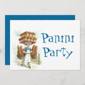 レトロおもしろいパニーニパーティーお祝い招待状 招待状 (正面/裏面)