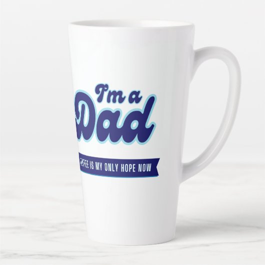 レトロおもしろいパパ – コーヒーは私の唯一の希望の青 カフェラテマグ (右)