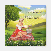 レトロおもしろいピンアップピクニックマザーズデイマグネット マグネット (正面)