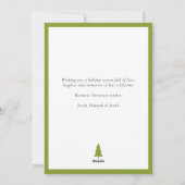 レトロおもしろいピンクグリーンジンガムプレイドフォトクリスマス シーズンカード (裏面)