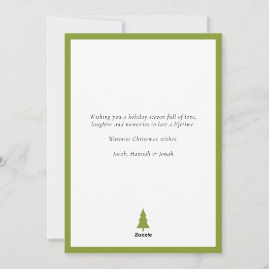 レトロおもしろいピンクグリーンジンガムプレイドフォトクリスマス シーズンカード (裏面)