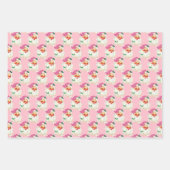 レトロおもしろいピンクサンタクロース顔クリスマスギフト ラッピングペーパーシート (正面3)