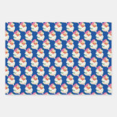 レトロおもしろいピンクサンタクロース顔クリスマスギフト ラッピングペーパーシート (正面2)