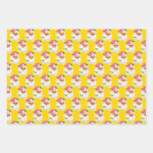 レトロおもしろいピンクサンタクロース顔クリスマスギフト ラッピングペーパーシート (正面)