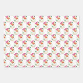 レトロおもしろいピンクサンタクロース顔クリスマスギフト ラッピングペーパーシート (正面2)