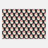 レトロおもしろいピンクサンタクロース顔クリスマスギフト ラッピングペーパーシート (正面)