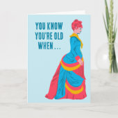 レトロおもしろいファッションウーマンインバスルドレス誕生日 カード (正面)