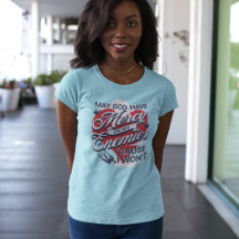 レトロおもしろいフレーズ神は慈悲の敵ブルー