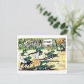 レトロおもしろいフロッグライフ漫画マラソンランナーレース ポストカード (スタンド正面)