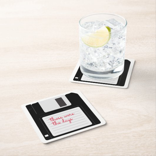 レトロおもしろいフロッピーディスク スクエアペーパーコースター (インサイチュ)