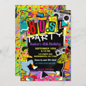 レトロおもしろいブライト80のパーティーピープル誕生日 招待状 (正面/裏面)