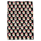 レトロおもしろいブラックサンタクロース顔クリスマスプレゼント ミディアムペーパーバッグ (裏面)