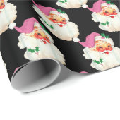 レトロおもしろいブラックサンタクロース顔クリスマスプレゼント ラッピングペーパー (ロールコーナー)