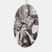 レトロおもしろいヘアサロン セラミックオーナメント (右)