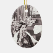 レトロおもしろいヘアサロン セラミックオーナメント (裏面)