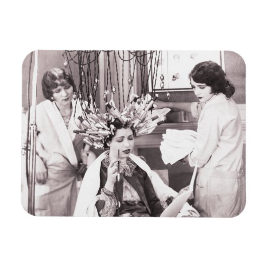 レトロおもしろいヘアサロン マグネット (横)