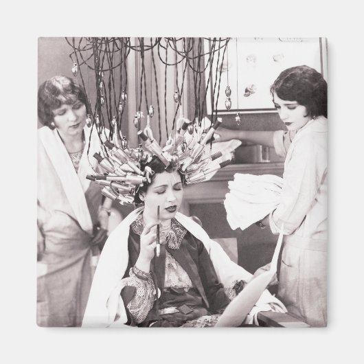 レトロおもしろいヘアサロン マグネット (正面)