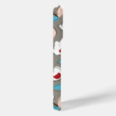 レトロおもしろいホワイトブルーレッドチューリップフラワーパターン Case-Mate iPhoneケース (裏面 / 右)