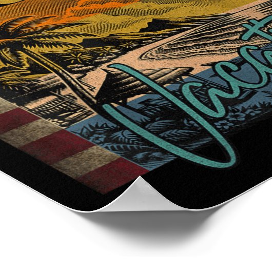 レトロおもしろいマイファースト湾アメリカ休暇 ポスター (角)