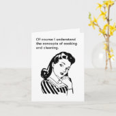 レトロおもしろいマザーズデイカード料理とクリーニング カード (黄色い花)