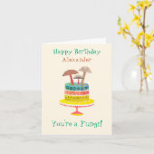 レトロおもしろいマッシュルームプリンかわいい真菌誕生日 カード (黄色い花)