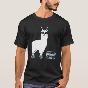 レトロおもしろいラマローラスケートダービー70S 80Sかわいい Tシャツ