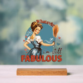 レトロおもしろいレディーワードアート アクリルサイン (ニュートラル)