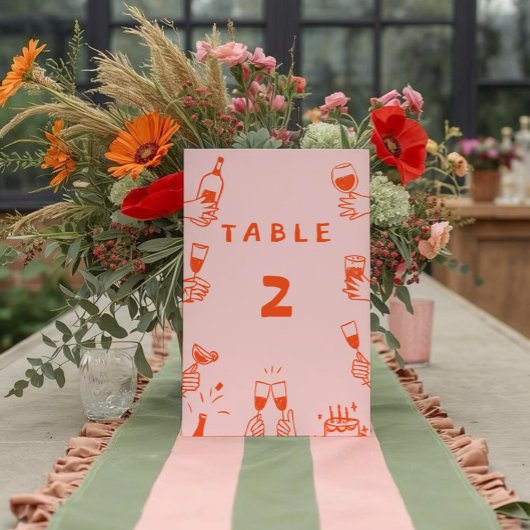 レトロおもしろいワカラフルイ結婚ブ テーブルナンバー