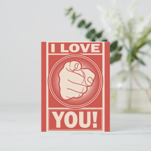 レトロおもしろいヴァレンティーンズデイ私はあなたを愛している ポストカード (スタンド正面)