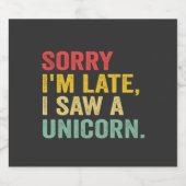 レトロおもしろいヴィンテージごめんなさい一角獣を見て遅くなった ビールラベル (シングルラベル)