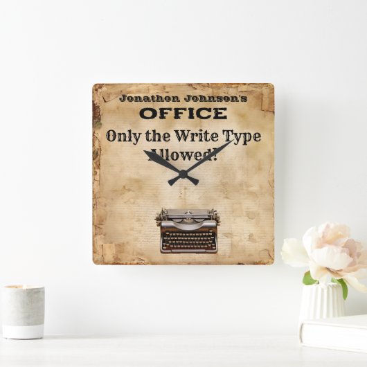 レトロおもしろいヴィンテージタイプライターのオフィスの壁時計 スクエア壁時計 (ホーム)