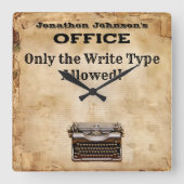 レトロおもしろいヴィンテージタイプライターのオフィスの壁時計 スクエア壁時計 (正面)