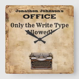 レトロおもしろいヴィンテージタイプライターのオフィスの壁時計 スクエア壁時計
