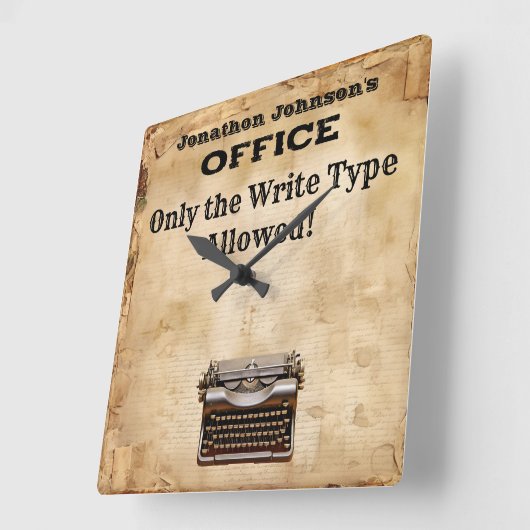 レトロおもしろいヴィンテージタイプライターのオフィスの壁時計 スクエア壁時計 (傾斜)