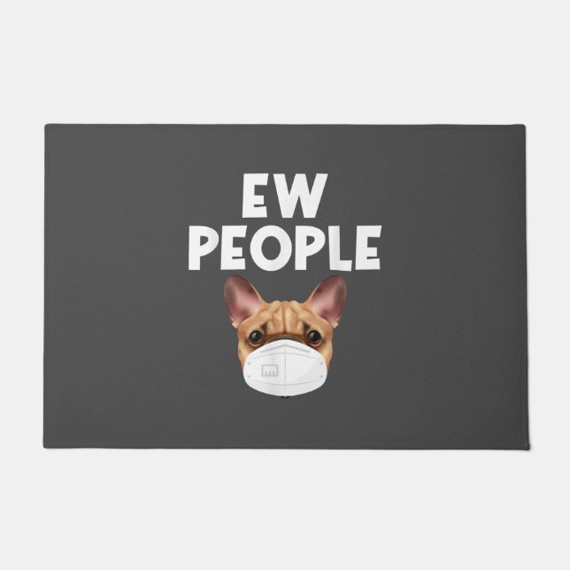 レトロおもしろいヴィンテージブルドッグ着用マスクEw People ドアマット (正面)