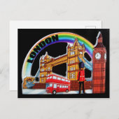 レトロおもしろいヴィンテージロンドンイングランド ポストカード (正面/裏面)
