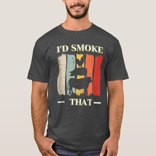 レトロおもしろいヴィンテージBBQで吸う Tシャツ (正面)