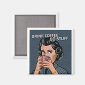 レトロおもしろい主婦ウーマンコーヒー冷蔵庫用マグネット マグネット (正面/裏面)