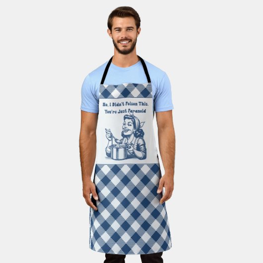 レトロおもしろい主婦エプロン料理ユーモア エプロン (着用した状態)