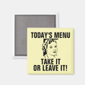 レトロおもしろい主婦マグネット、今日のメニュー マグネット (正面/裏面)