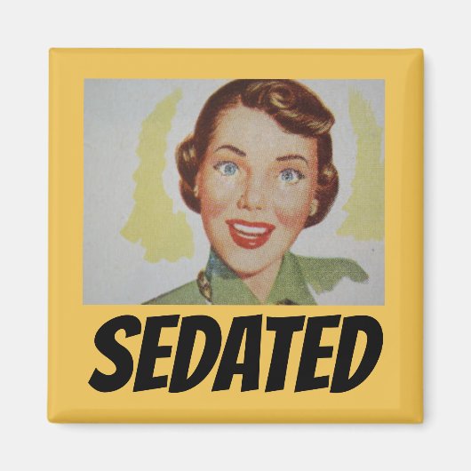 レトロおもしろい主婦冷蔵庫用マグネット、SEDATED マグネット (正面)