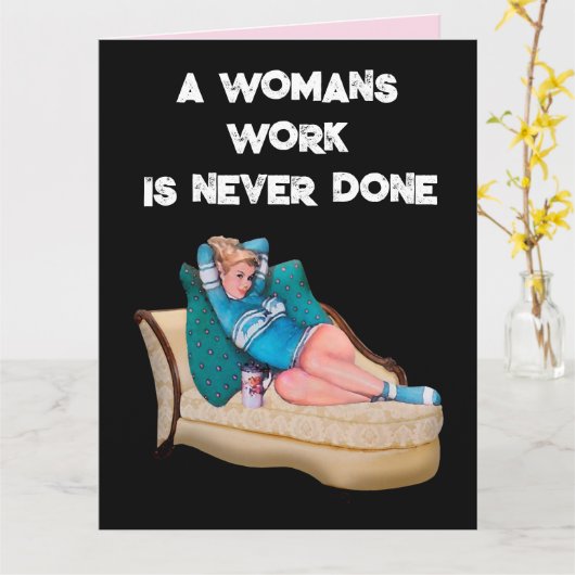 レトロおもしろい主婦誕生日フレンドカード カード (黄色い花)