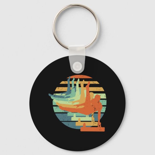 レトロおもしろい体操メンズアクロバティックスポーツ恋人 キーホルダー (正面)