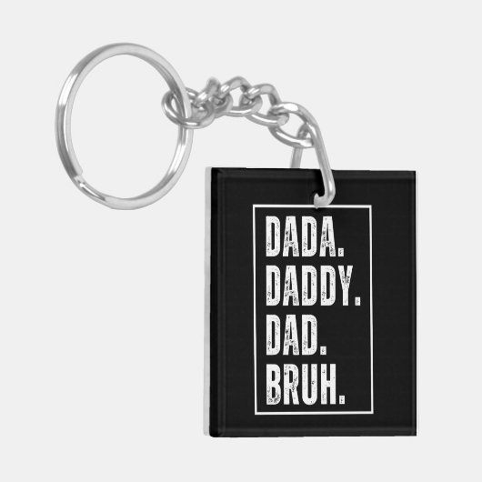 レトロおもしろい動揺してパパ誕生日父の日 キーホルダー (正面左)