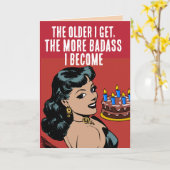 レトロおもしろい女性友人誕生日グリーティングカード カード (黄色い花)