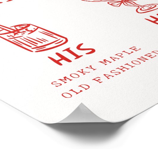 レトロおもしろい彼自身と彼女の署名ドリンク結婚ズ ポスター (角)