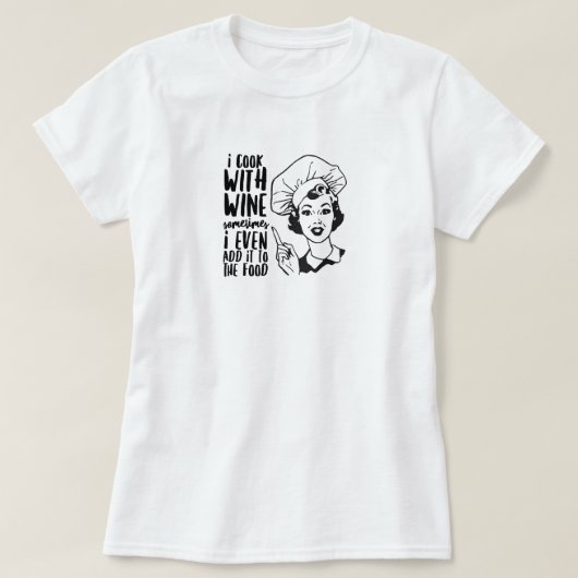 レトロおもしろい料理とワインTシャツ Tシャツ (デザイン正面)