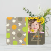 レトロおもしろい水玉模様フォトキッズバースデーパーティー 招待状 (スタンド正面)